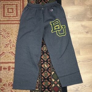 Champion Charcoal Joggers with Yellow and Green BU (Baylor) Lettering